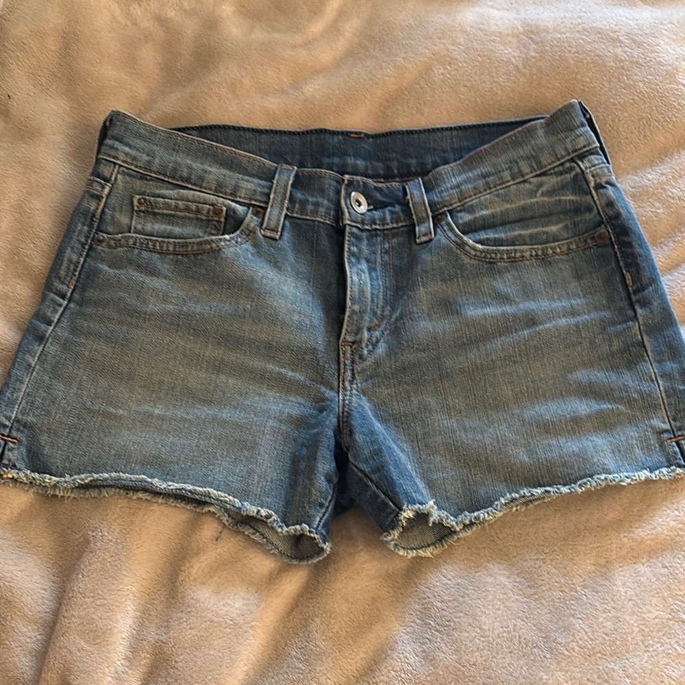 Levi's Blue Jean Shorts Frayed Hem Worn-In Softness